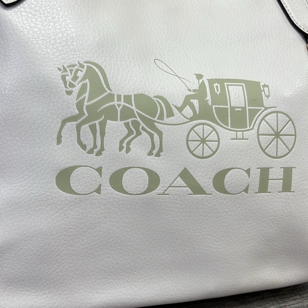 Coach Horse & Carriage Logo Tote Chalk Vanilla Gold Pebble Leather C4063 - Picture 4 of 12